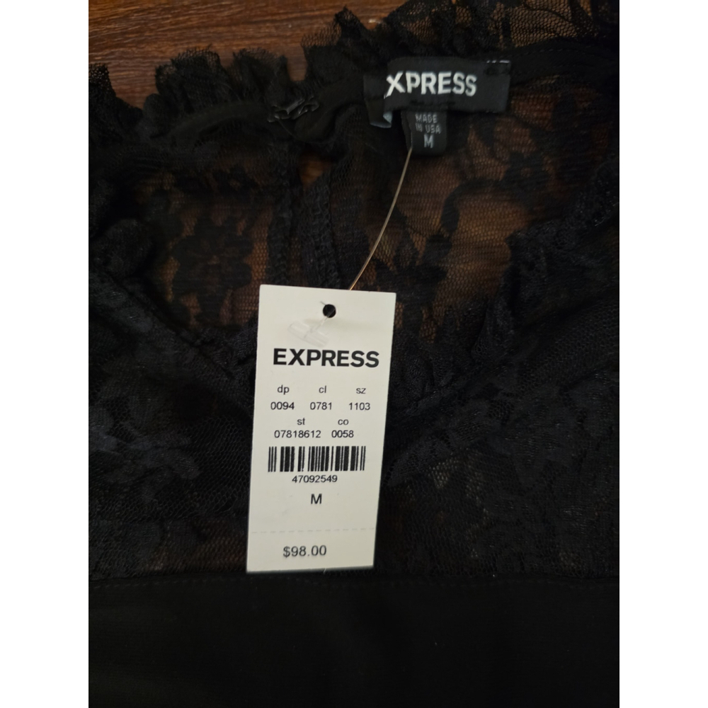 Express Black dress‎ with lace top NWT size medium - Picture 2 of 4